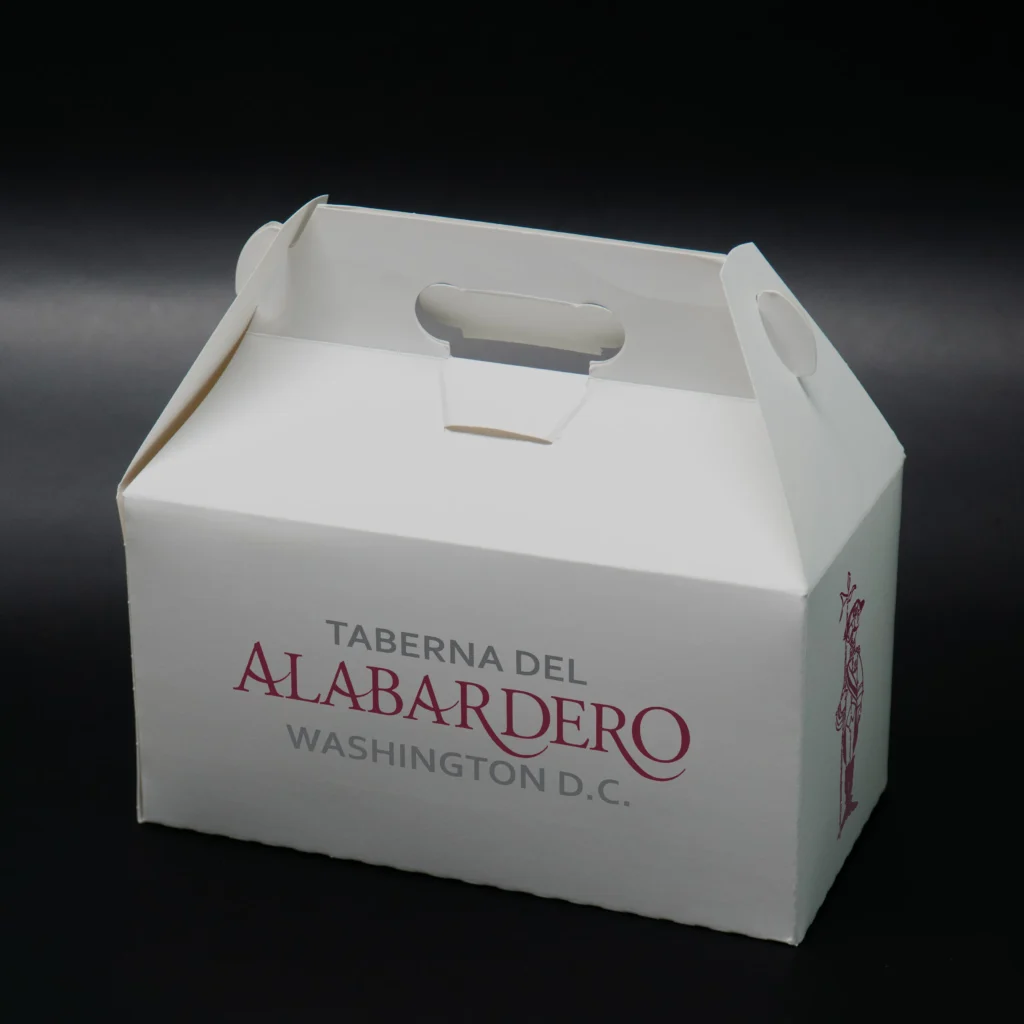 Catering: Catering box with the Taberna del Alabardero Washington D.C. logo