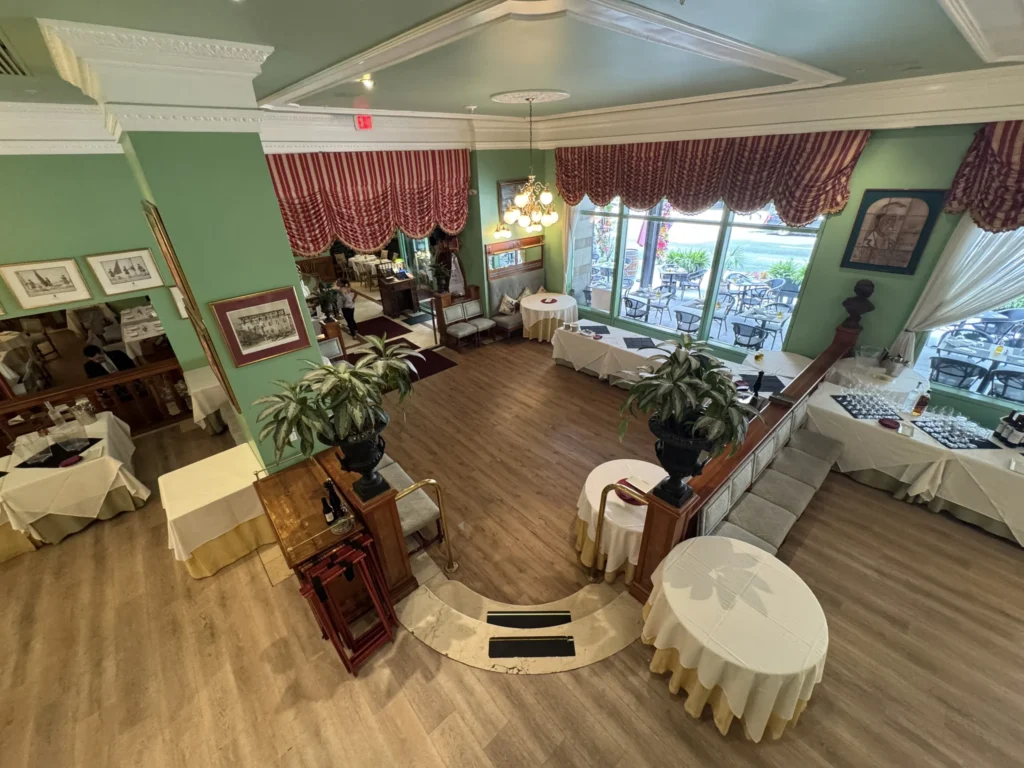 Full Buyout: main dining room arranged for a cocktail reception